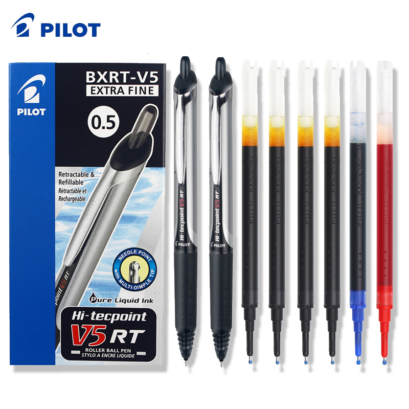 Pilot Pen V5 - ปากกาเจลแบบกด Pilot BXRT-V5, 0.5 มม. สีดำ/แดง/น้ำเงิน