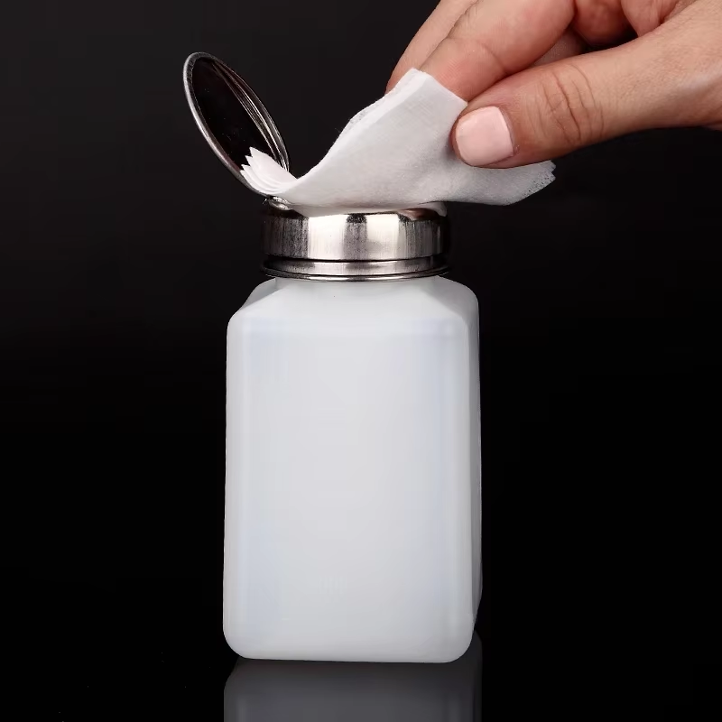 Water Bottle Blank - ขวดปั๊มพกพาขนาด 200 มล. แบบเติมได้สำหรับบรรจุแอลกอฮอล์ น้ำยาทำความสะอาดยาทาเล็บเจลยูวี อะซิโตน