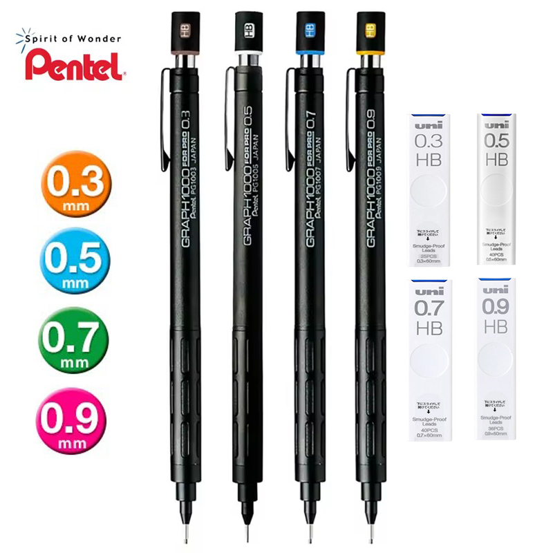 Pentel Pen Energel - Pentel PG1000 Graph สําหรับ PRO ดินสอสีดํา,0.3