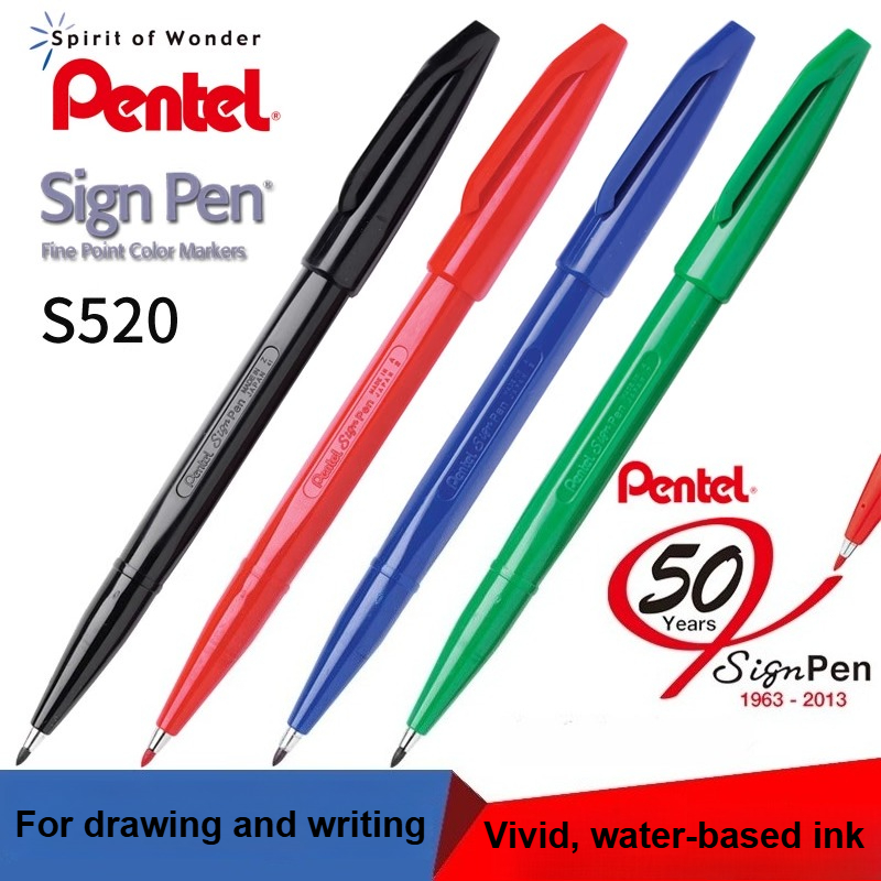 Pentel Pen Sign Pen - ปากกา Pentel S520 หัวแหลม 0.7 มม.