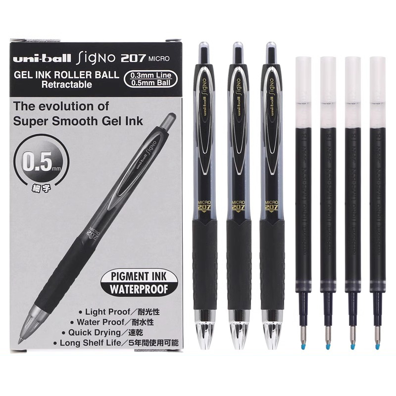Pentel Pen Energel - Uni-ball 61256 Signo เจล 207 ลูกกลิ้งปากกาเจลแบบพับเก็บได้หมึกสีฟ้า