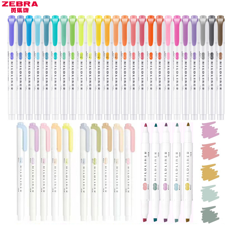 Zebra Pen Sarasa - 1/3pcs ZEBRA MILDLINER WKT7 ปากกาเน้นข้อความ, multi-สีคู่เคล็ดลับเส้นใยเครื่องหมายสําหรับภาพวาด