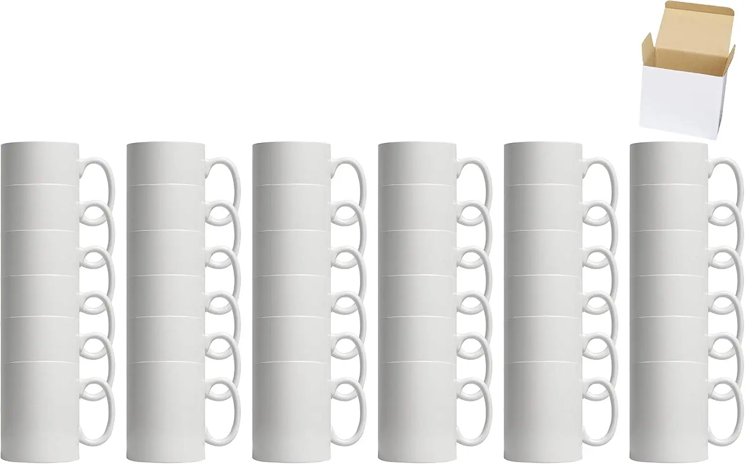 Sublimation Mug White - แก้วกาแฟเซรามิกสีขาวขนาด 11 ออนซ์ สำหรับการพิมพ์ลายซับลิเมชัน บรรจุในกล่องของขวัญสีขาว, สีขาว,
