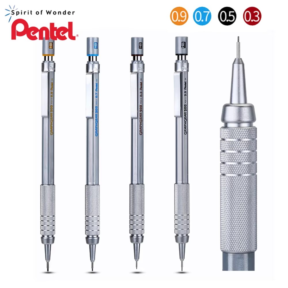 Pentel Pen Graphgear - ดินสอกด Pentel Graphgear 500 สำหรับงานเขียนแบบ ดินสอกดอัตโนมัติพร้อมยางลบ