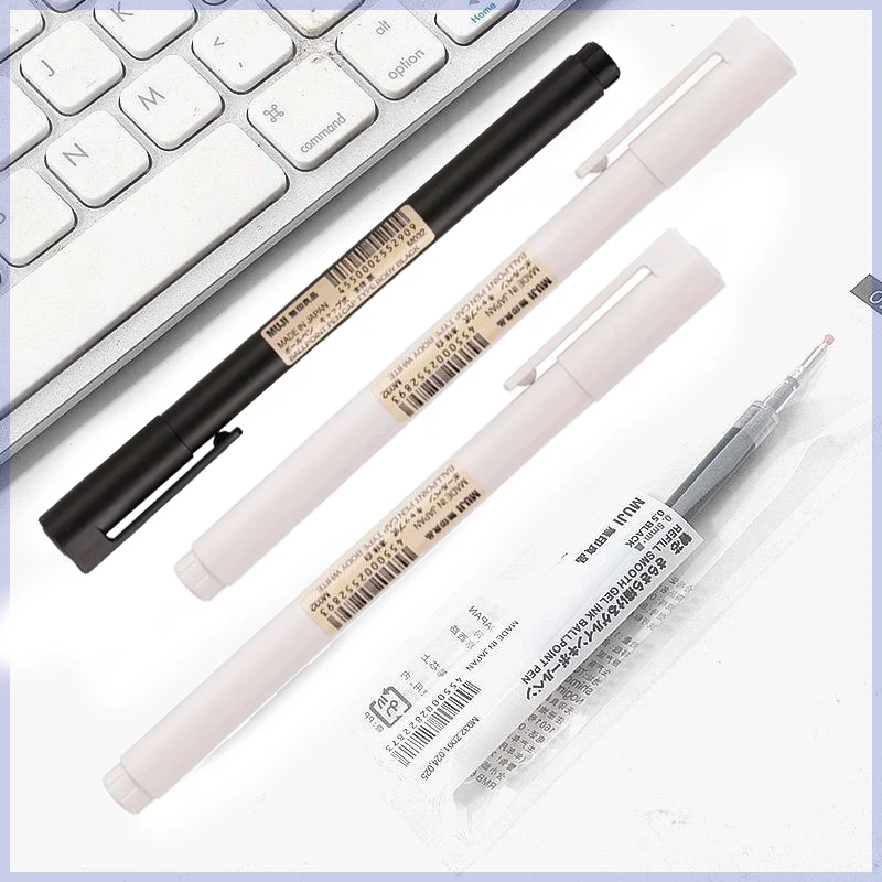 0.5 มม.สีดํา/ปากกาเจลสีขาวหมึก - Muji Stationery Gel Pen บทวิจารณ์และราคา